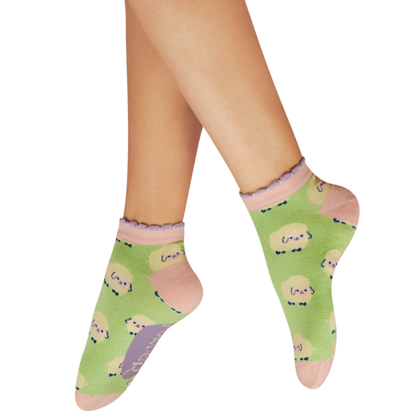Ladies' Ankle Socks - Marshmallow Sheep - Freshie & Zero Studio Shop