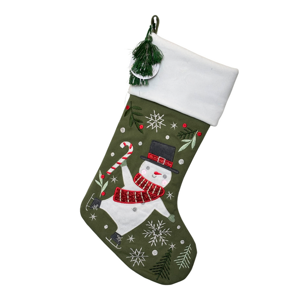 Snowman with Candy Cane Christmas Stocking - Freshie & Zero Studio Shop