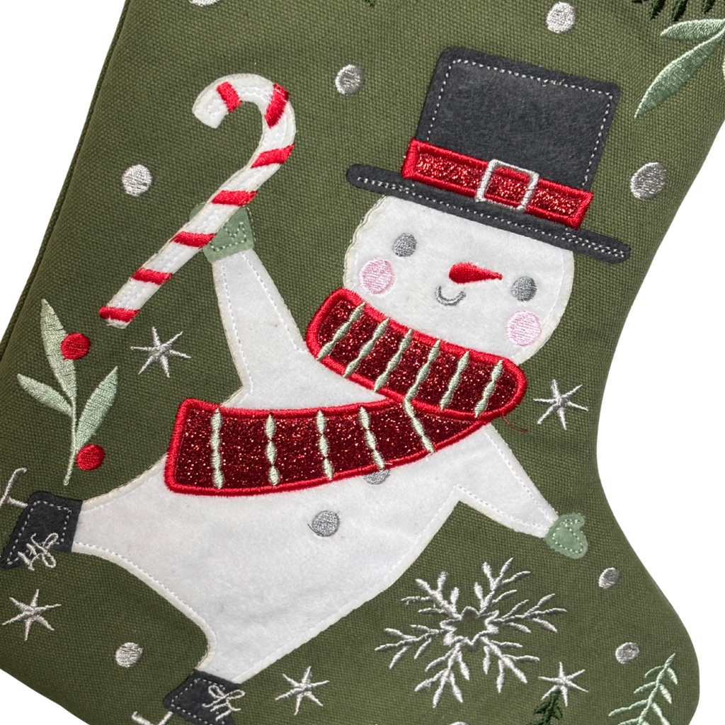 Snowman with Candy Cane Christmas Stocking - Freshie & Zero Studio Shop