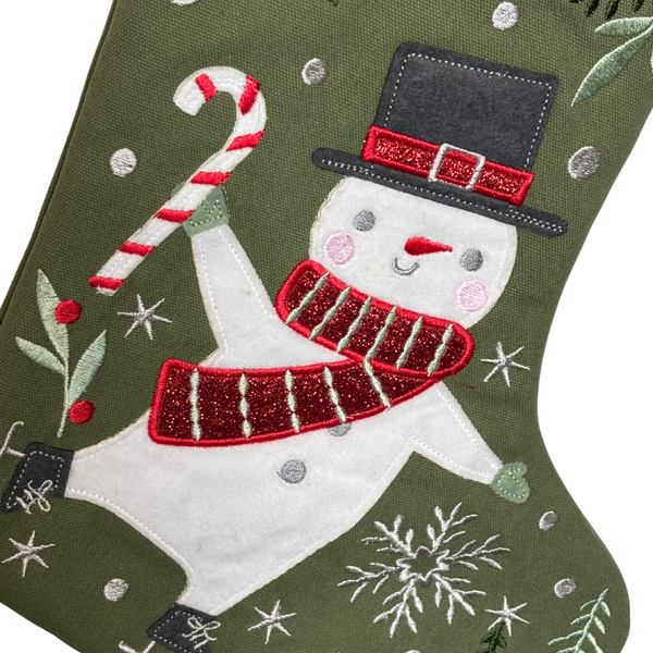 Snowman with Candy Cane Christmas Stocking - Freshie & Zero Studio Shop