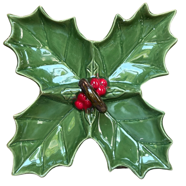 Ceramic Holly Leaf Shaped Dish with Handle - Freshie & Zero Studio Shop