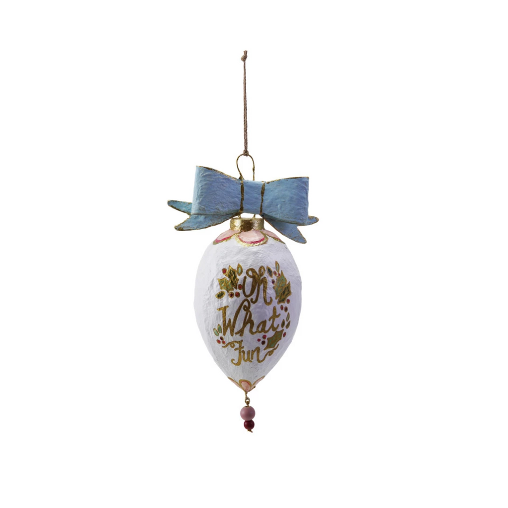 Large Hand-Painted Paper Mache Ornament with Bow | 2 Styles - Freshie & Zero Studio Shop