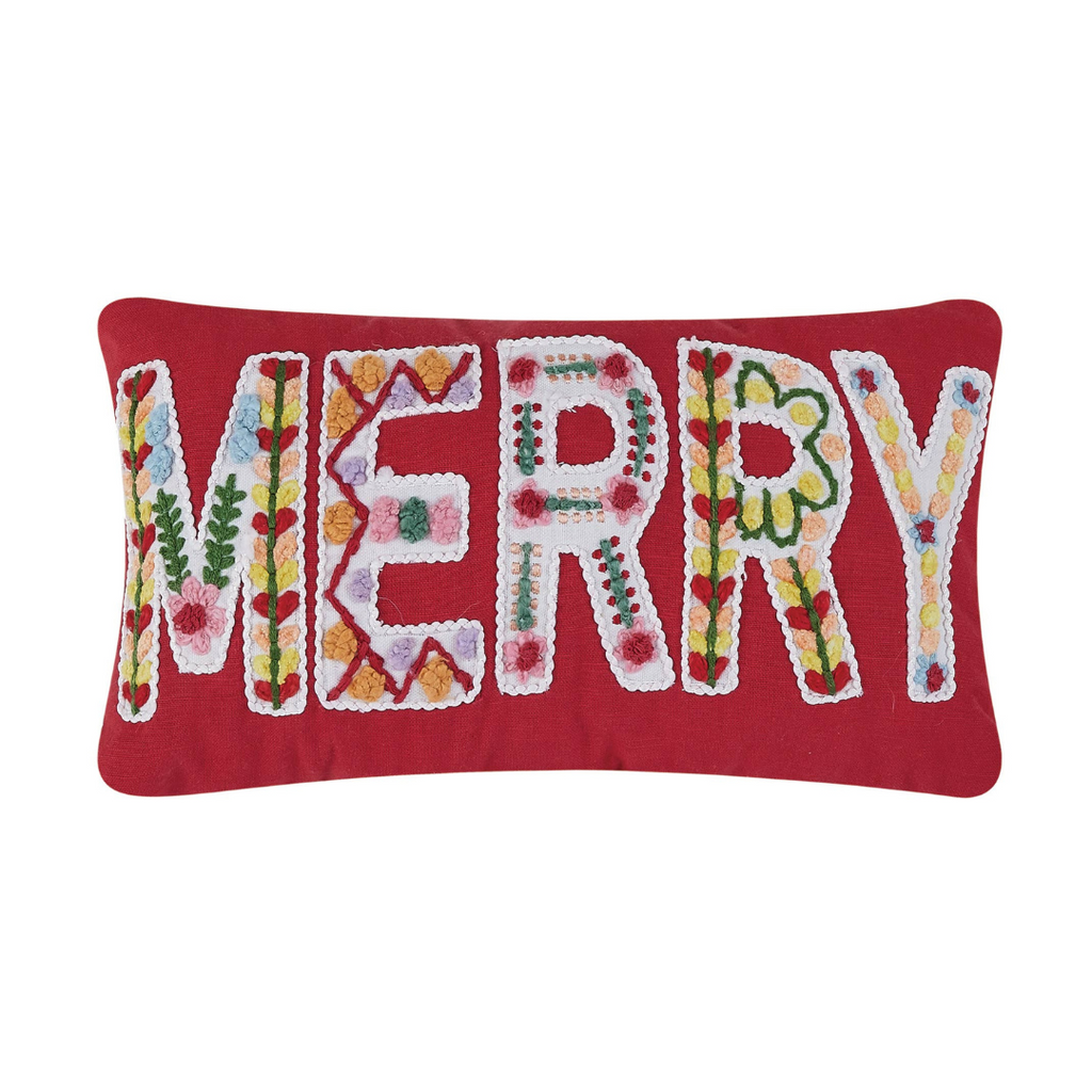 Boho Merry Embroidered Pillow - Freshie & Zero Studio Shop