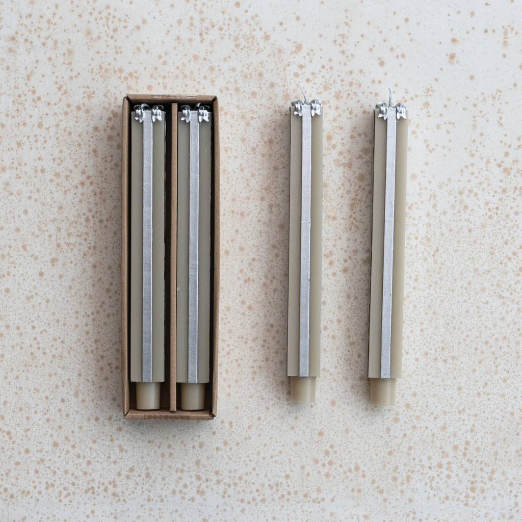 Gift Box Silver + Cream Taper Candles | Set of 2 - Freshie & Zero Studio Shop