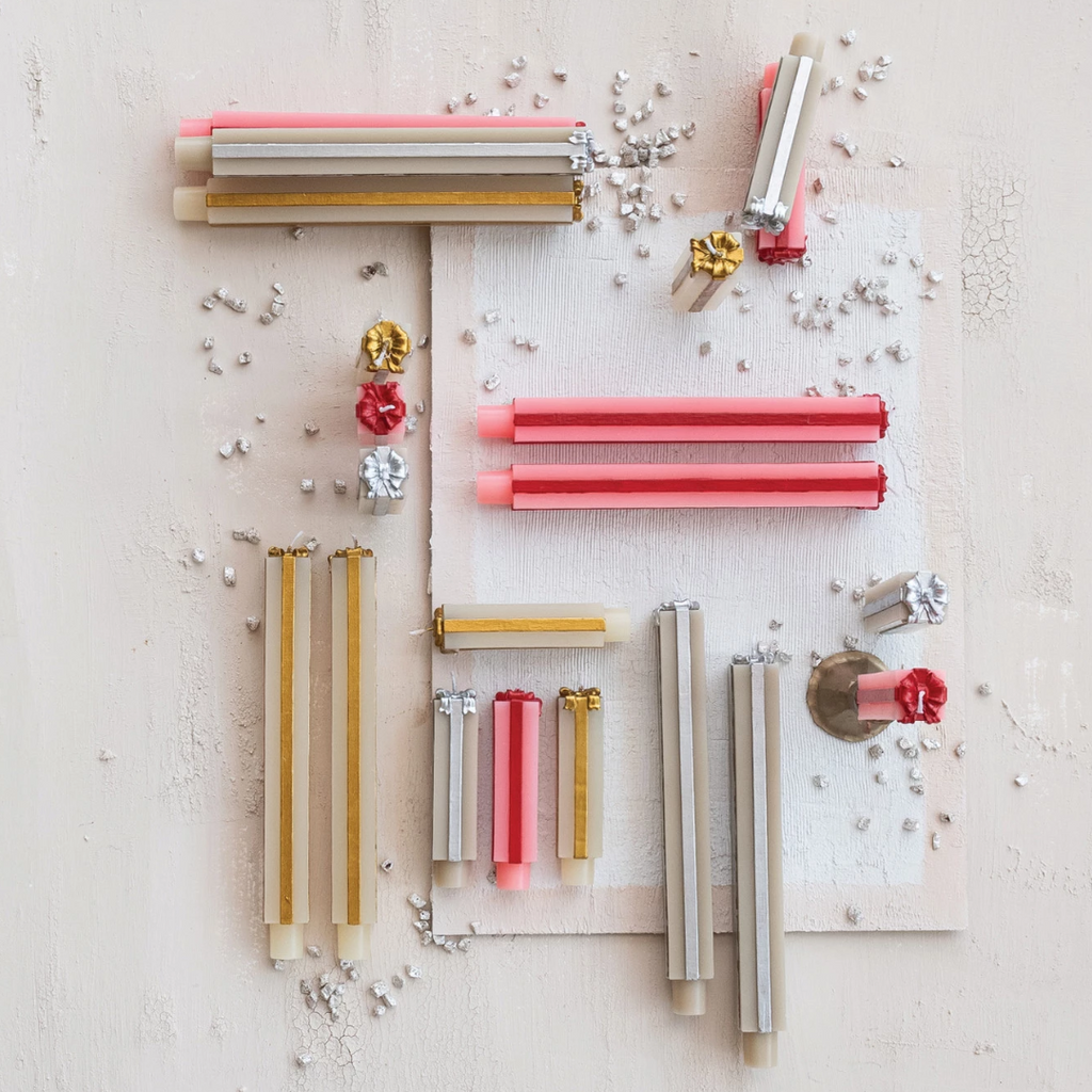 Gift Box Silver + Cream Taper Candles | Set of 2 - Freshie & Zero Studio Shop