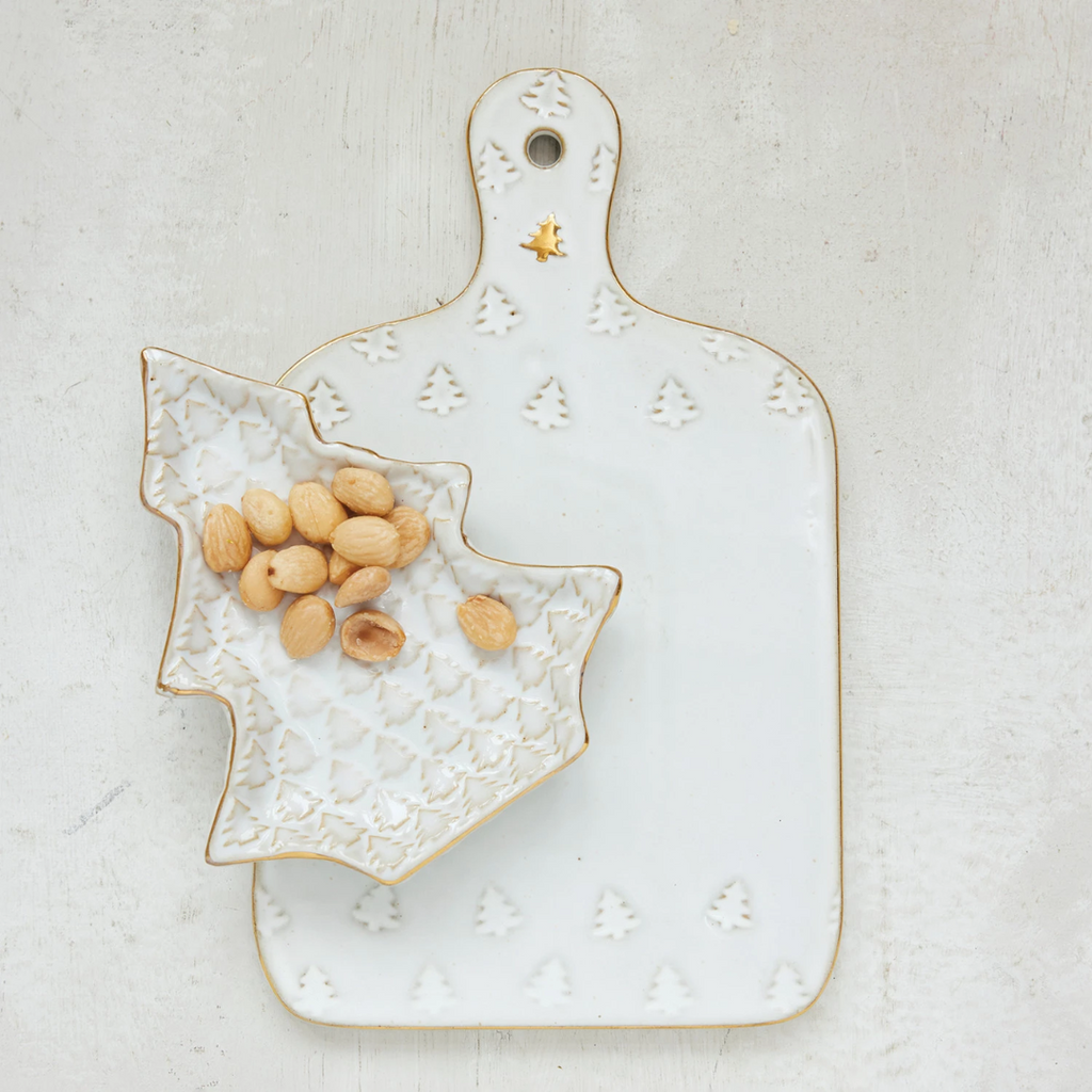 Stoneware Cutting Board with Christmas Trees - Freshie & Zero Studio Shop