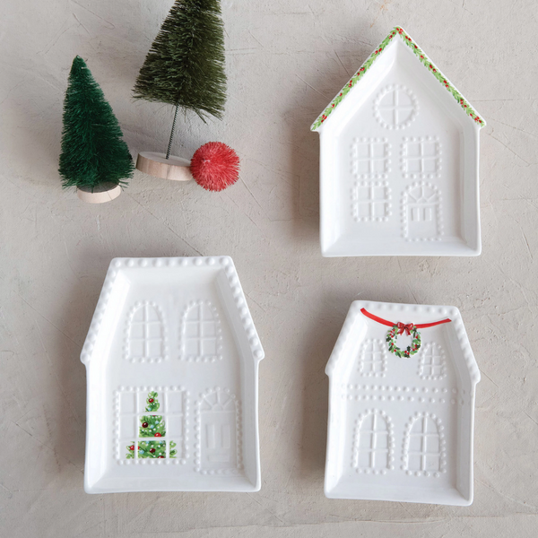 Stoneware Christmas Cottage Plate | 3 Styles - Freshie & Zero Studio Shop
