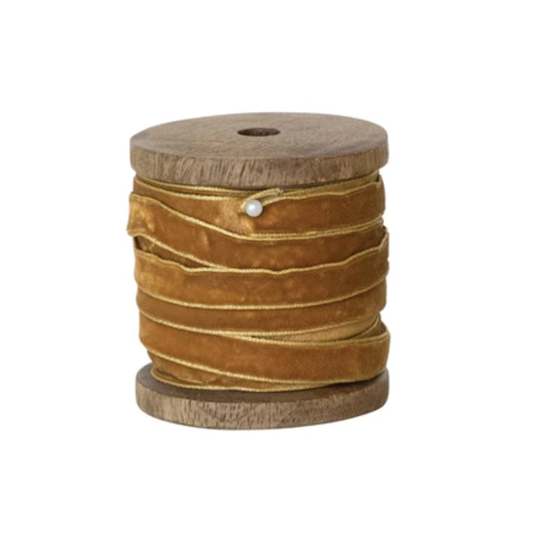 Earth Tone Luxury Velvet Ribbon | Metallic Edges | 10 yards - Freshie & Zero Studio Shop