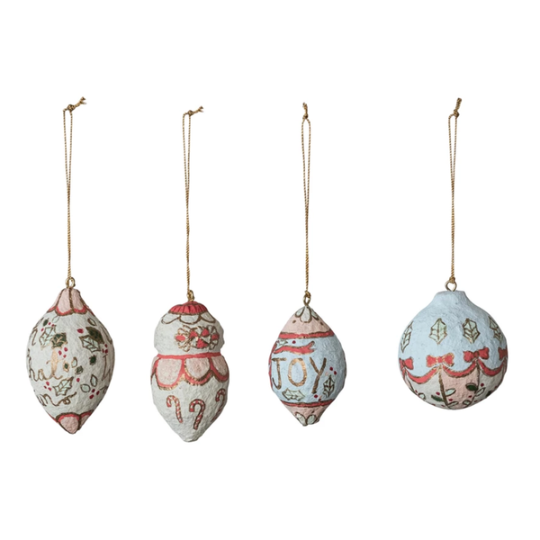 Hand-Painted Paper Mache Ornaments | 4 Styles - Freshie & Zero Studio Shop