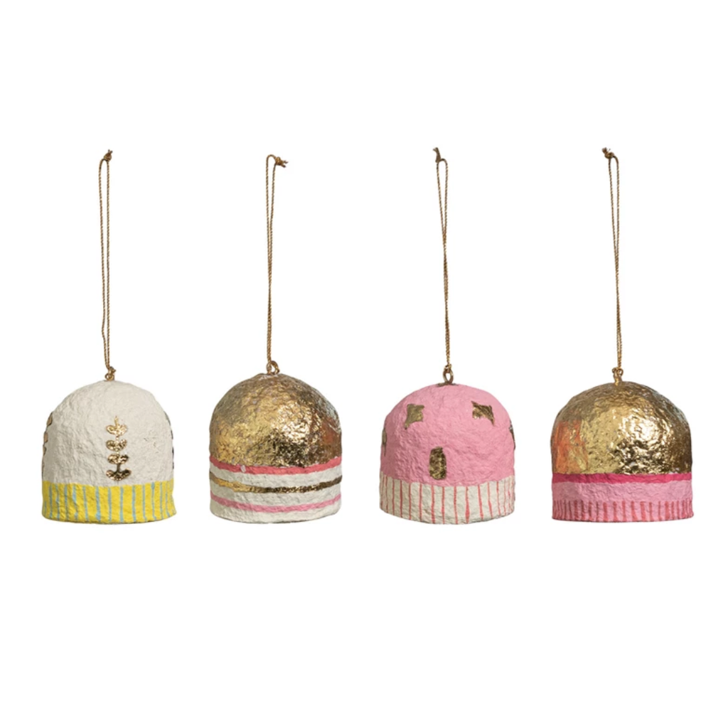 Striped Handmade Paper Mache Ornaments | 4 Styles - Freshie & Zero Studio Shop