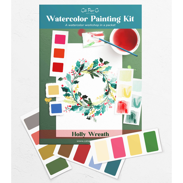 Holly Wreath Watercolor Painting Kit - Freshie & Zero Studio Shop