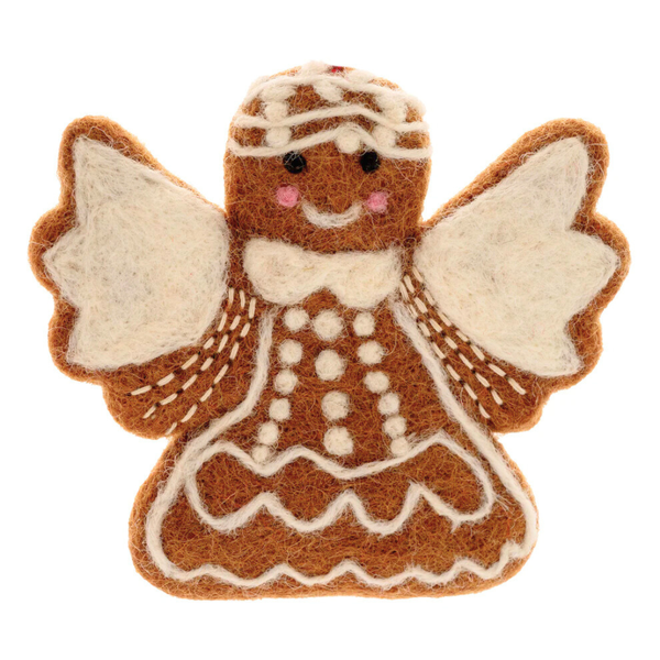 Gingerbread Angel Felted Ornament - Freshie & Zero Studio Shop