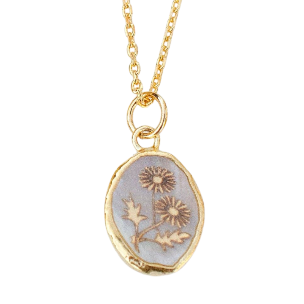 Mother of Pearl Daisies Gemstone Necklace by Jill Makes - Freshie & Zero Studio Shop