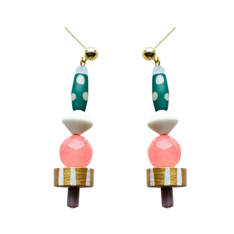 Colorful beaded earrings by Jill Makes featuring vibrant beads and intricate designs, perfect for casual or bohemian styles.