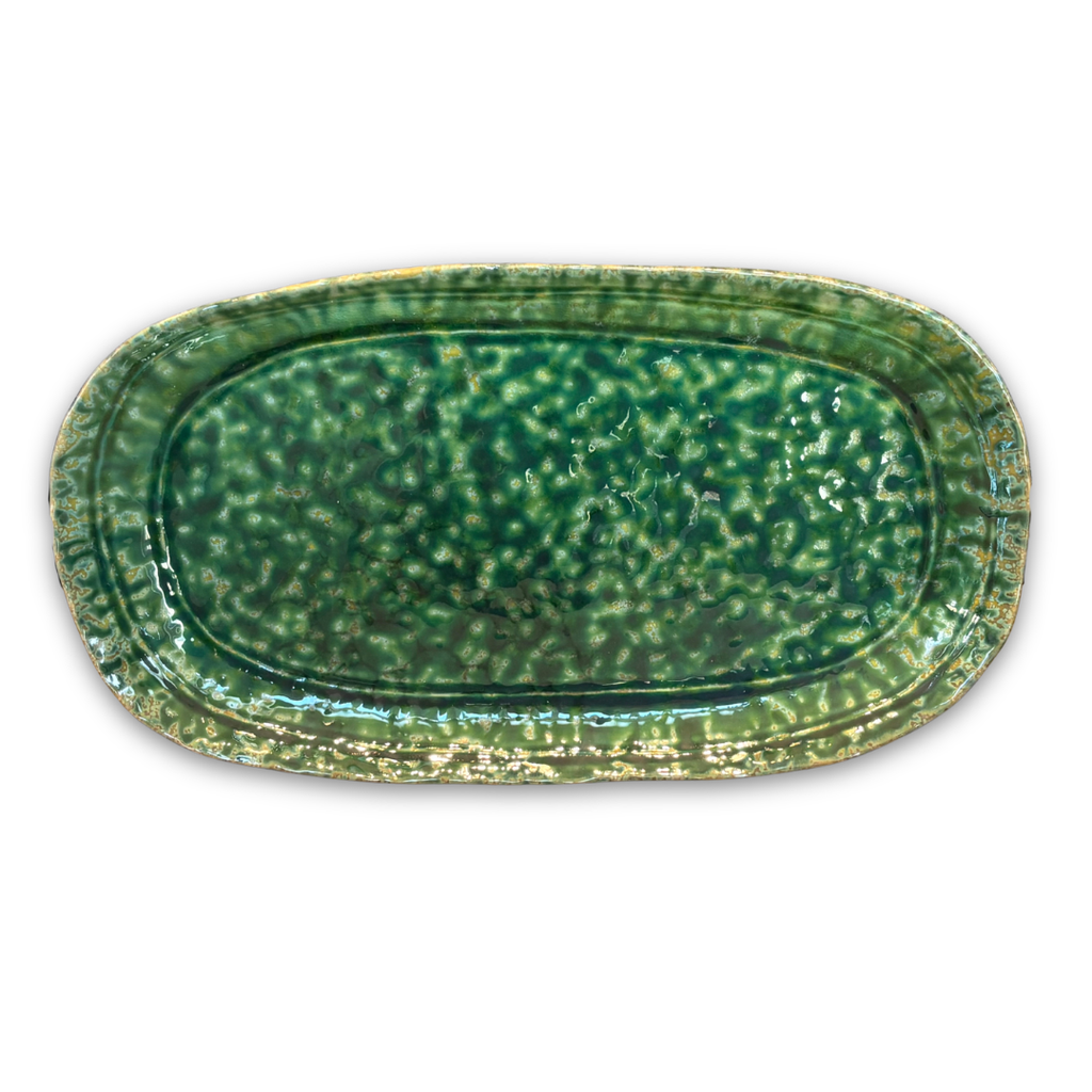 Green Reactive Glaze Stoneware Platter - Freshie & Zero Studio Shop