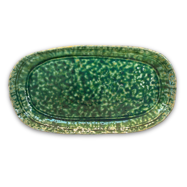 Green Reactive Glaze Stoneware Platter - Freshie & Zero Studio Shop