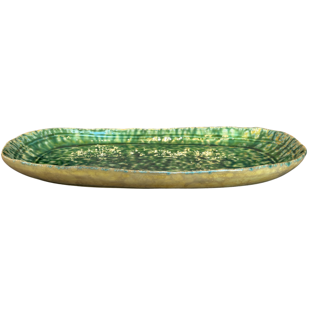 Green Reactive Glaze Stoneware Platter - Freshie & Zero Studio Shop