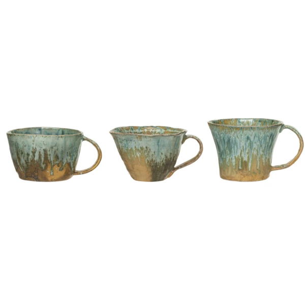 Green Reactive Glaze Stoneware Mugs - Freshie & Zero Studio Shop