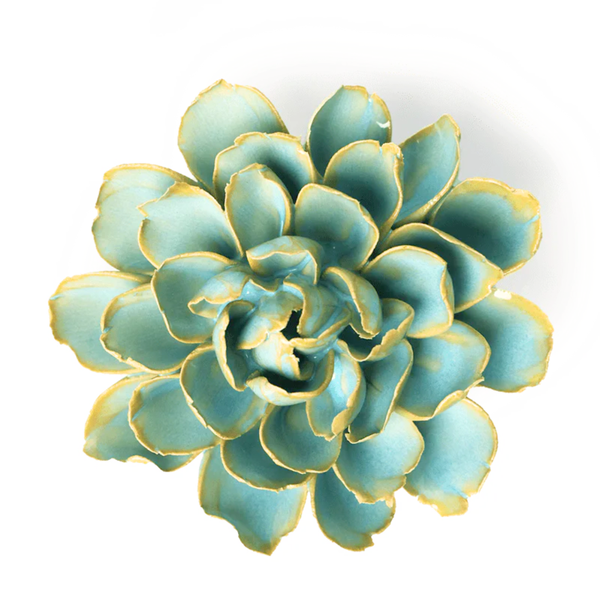France Collection Ceramic Wall Flower: 3.5" Robin's Egg Blue French Marigold - Freshie & Zero Studio Shop