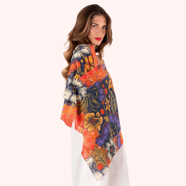 Cotton Scarf by Powder - Navy Trailing Florals - Freshie & Zero Studio Shop