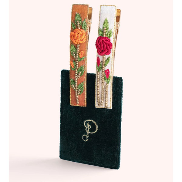 Embroidered Hair Clips - Spring Garden - Freshie & Zero Studio Shop