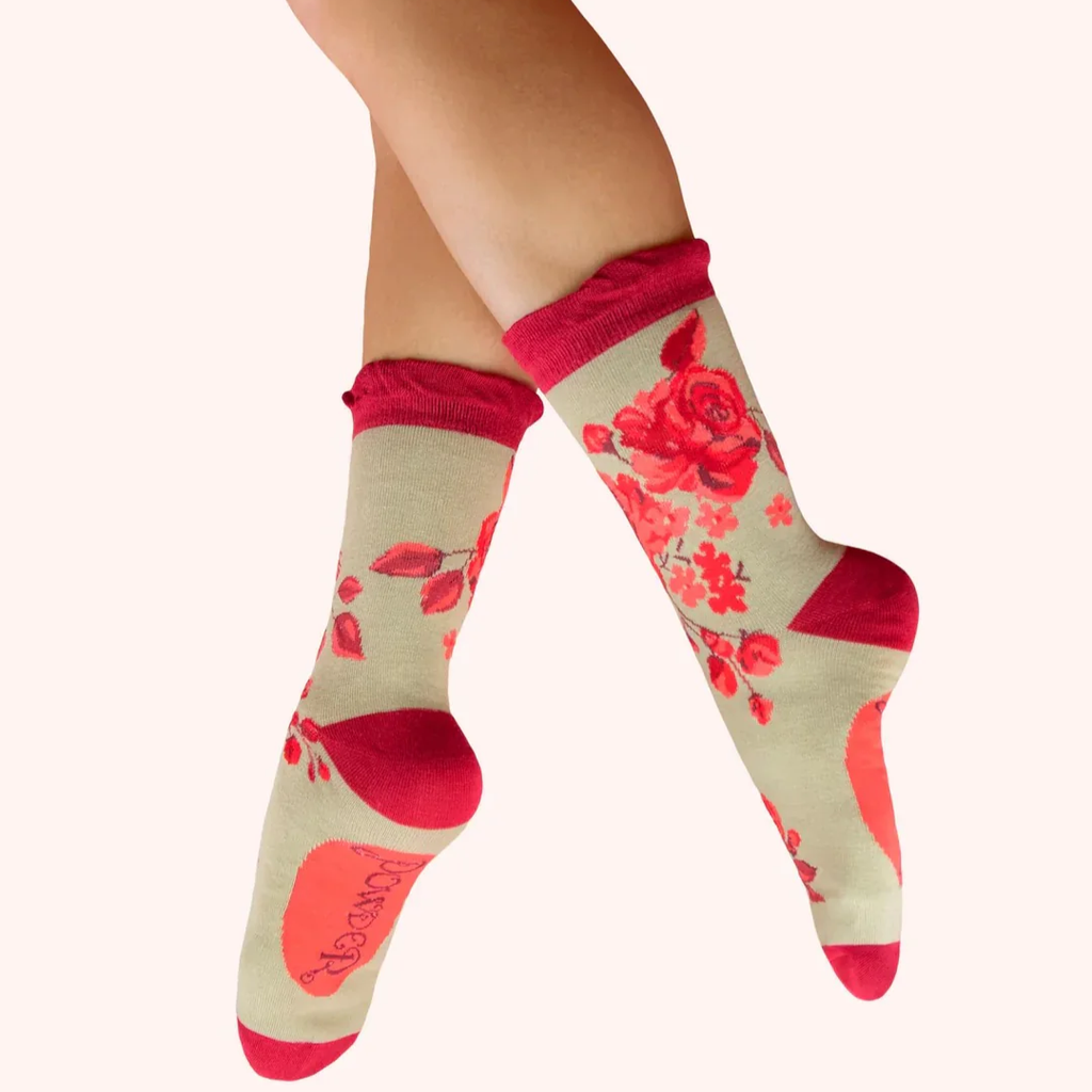 Rouge Blooms Ladies' Socks by Powder - Freshie & Zero Studio Shop