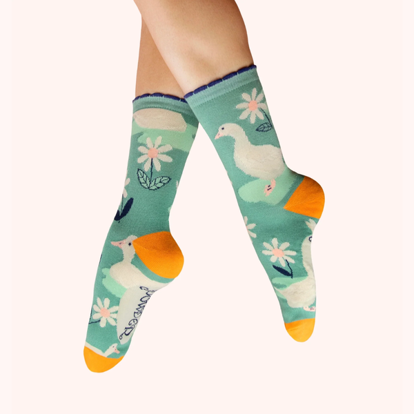 Ducks and Daisies Ladies' Socks by Powder - Freshie & Zero Studio Shop