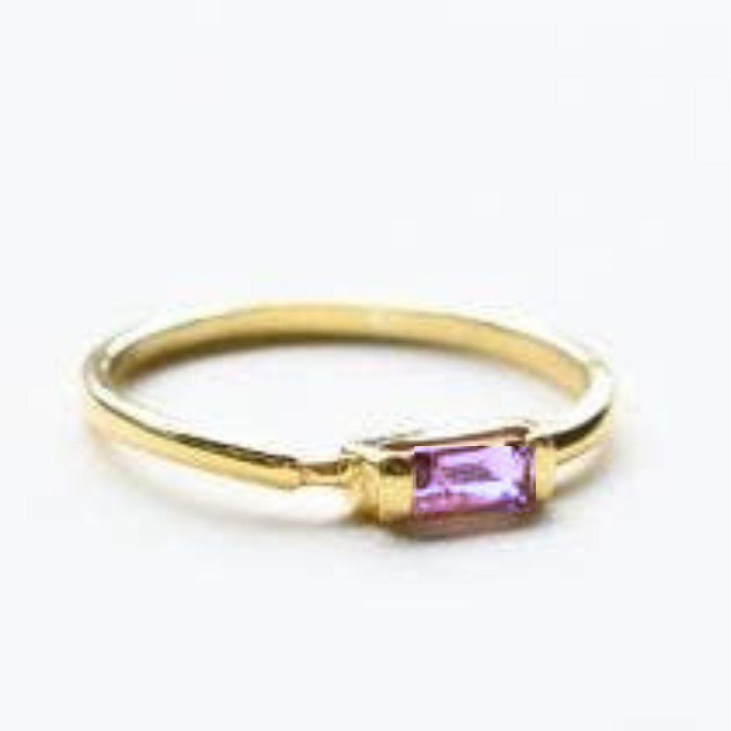 Sideways Baguette Ring: Amethyst - Freshie & Zero Studio Shop