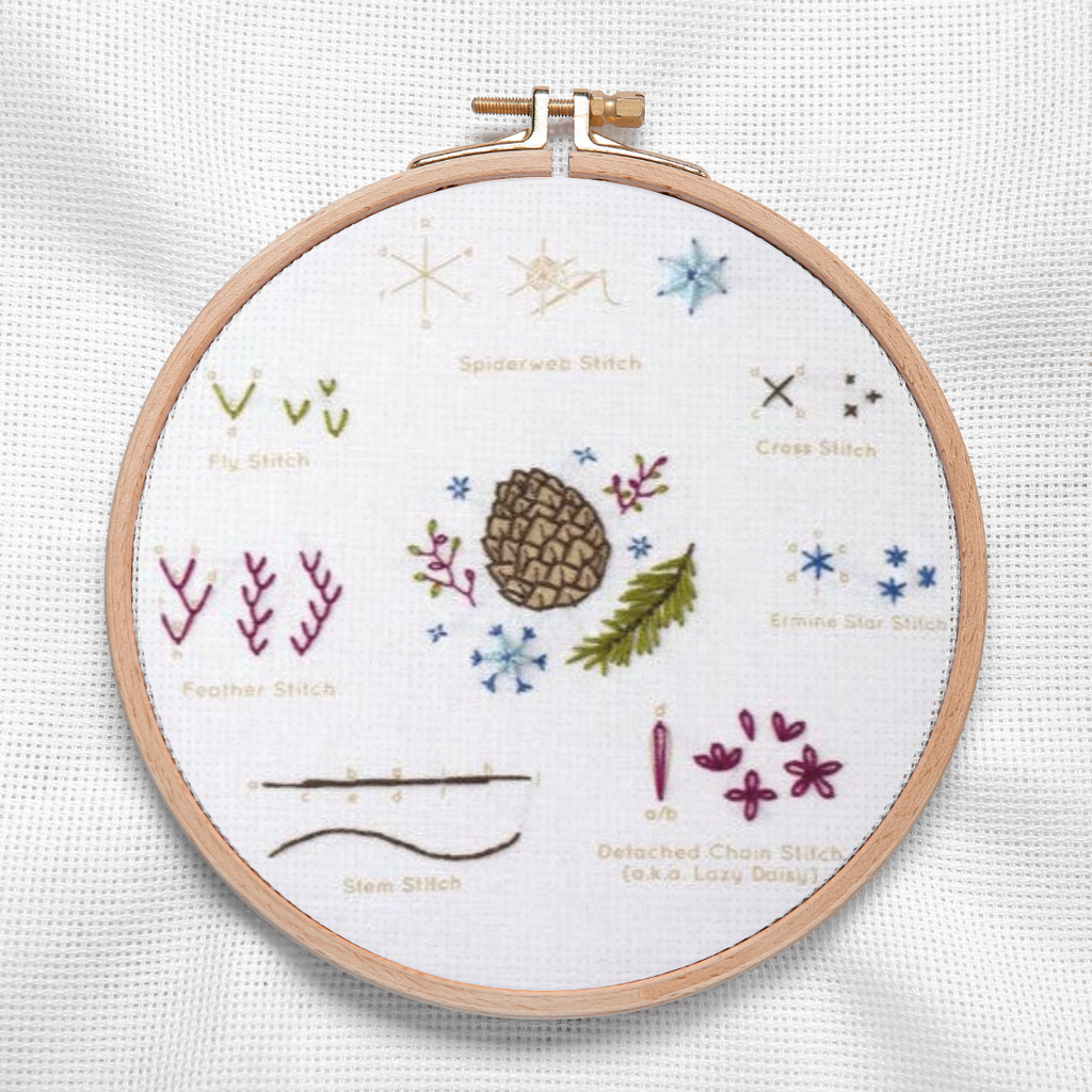 Learn Embroidery, Pinecone Winter | Beginner - Freshie & Zero Studio Shop