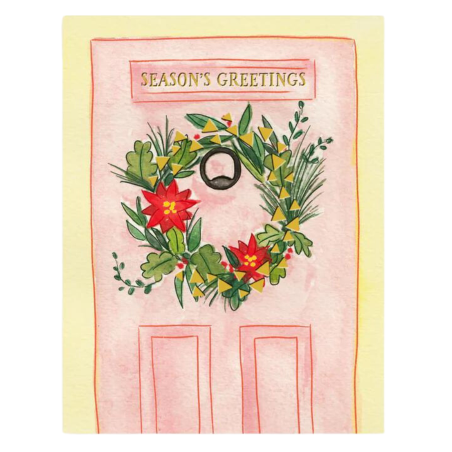 Season's Greetings Wreath Greeting Card - Freshie & Zero Studio Shop