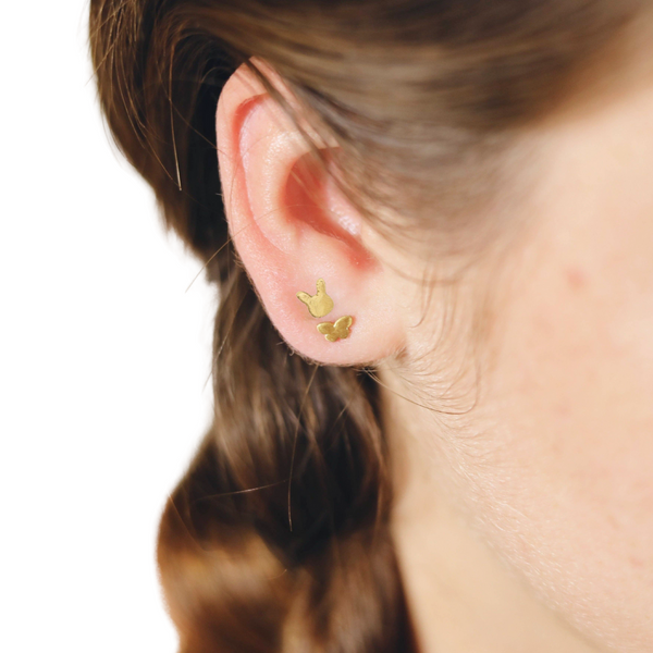 Micro Stud Earrings: 14kt Gold Vermeil Bunnies - Freshie & Zero Studio Shop