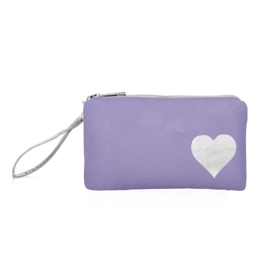 Purple Heart Wristlet Water Resistant Small Bag by HI LOVE - Freshie & Zero Studio Shop
