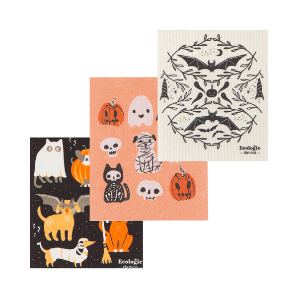 Reusable Swedish Dish Cloths - Halloween - Freshie & Zero Studio Shop