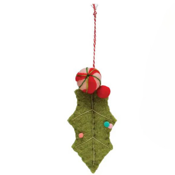 Wool Felt Holly Ornament - Freshie & Zero Studio Shop