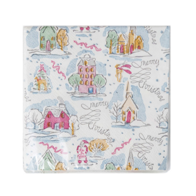 Paper Cocktail Napkins | Illustrated Winter Houses - Freshie & Zero Studio Shop