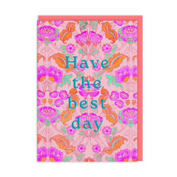 Neon Floral Pink Arts & Crafts Greeting Card (12591) - Freshie & Zero Studio Shop