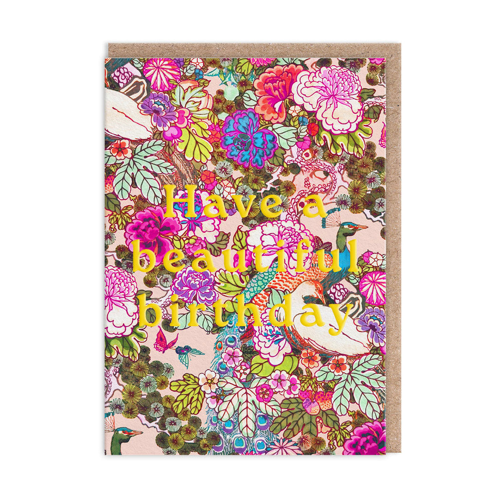 Neon Floral Peacock Floral Greeting Card (12597) - Freshie & Zero Studio Shop