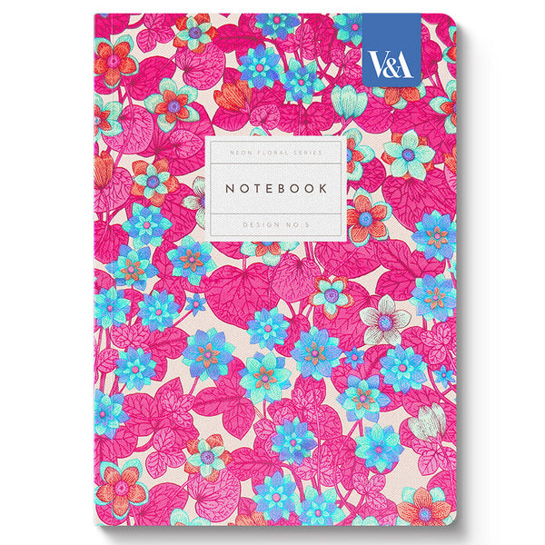 Neon Floral Pink and Blue Premium Paperback Notebook - Freshie & Zero Studio Shop
