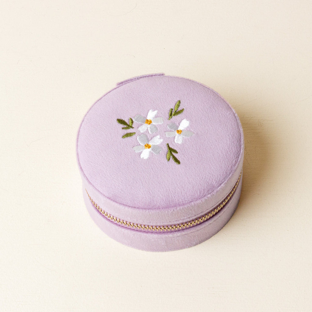 Floral Lilac Round Velvet Jewelry Case - Freshie & Zero Studio Shop