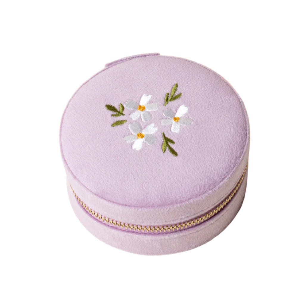 Floral Lilac Round Velvet Jewelry Case - Freshie & Zero Studio Shop