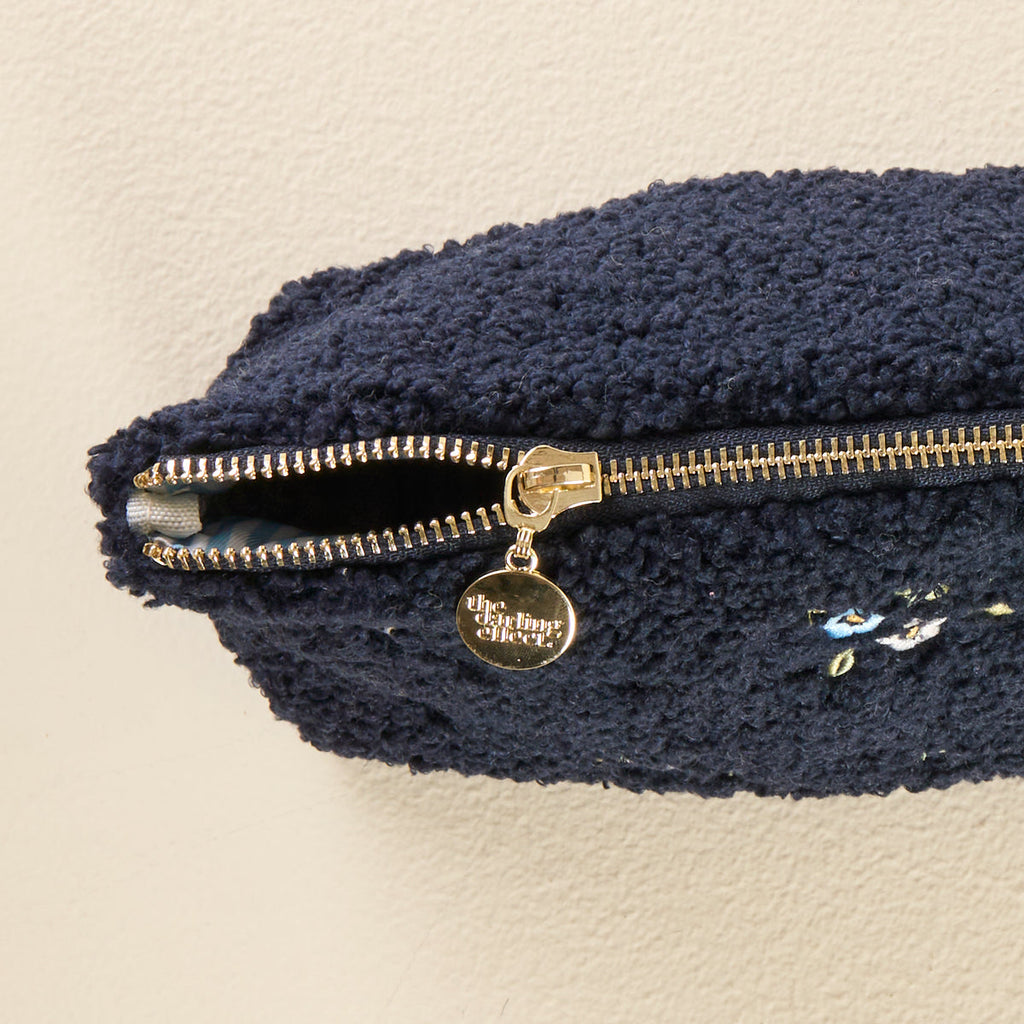 Teddy Zippered Pouch - Dainty Floral Navy - Freshie & Zero Studio Shop
