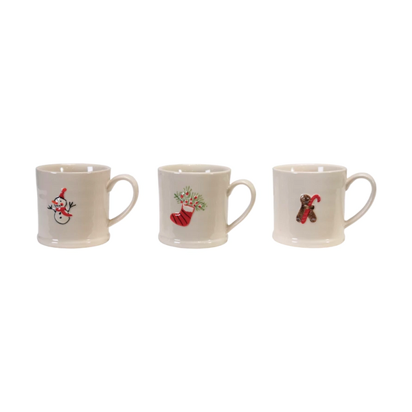 Small Stoneware Embossed Holiday Mugs - Freshie & Zero Studio Shop
