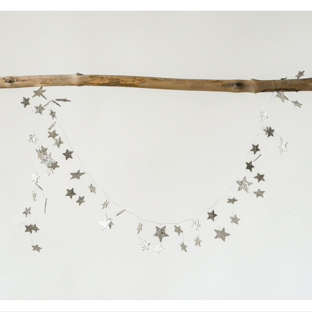 Silver Glitter Paper Star Garland - Freshie & Zero Studio Shop