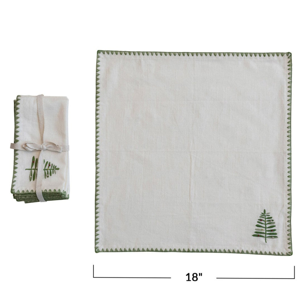 Embroidered Tree Cotton Dinner Napkins | Set of 4 - Freshie & Zero Studio Shop