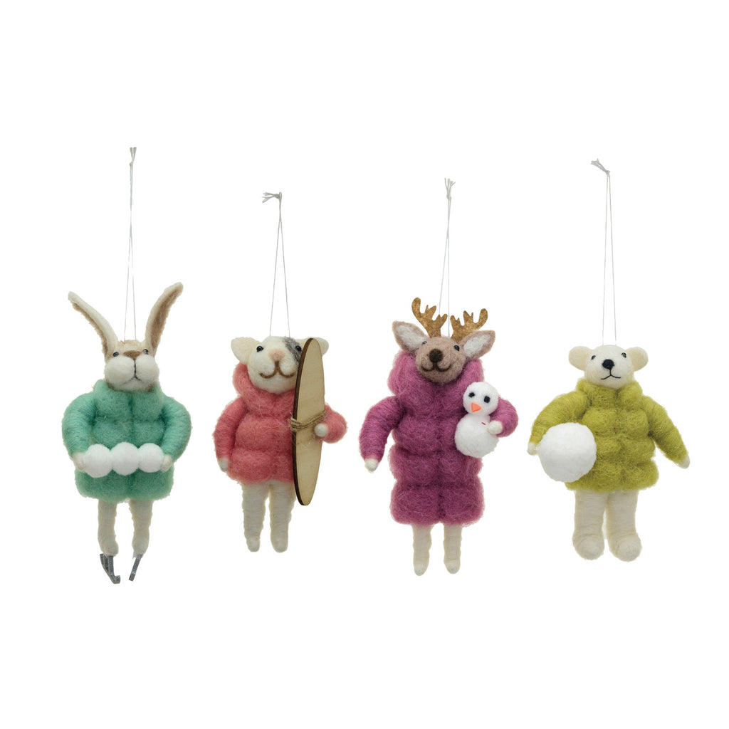 Sweet Animals in Winter Coats Felt Ornaments - Freshie & Zero Studio Shop