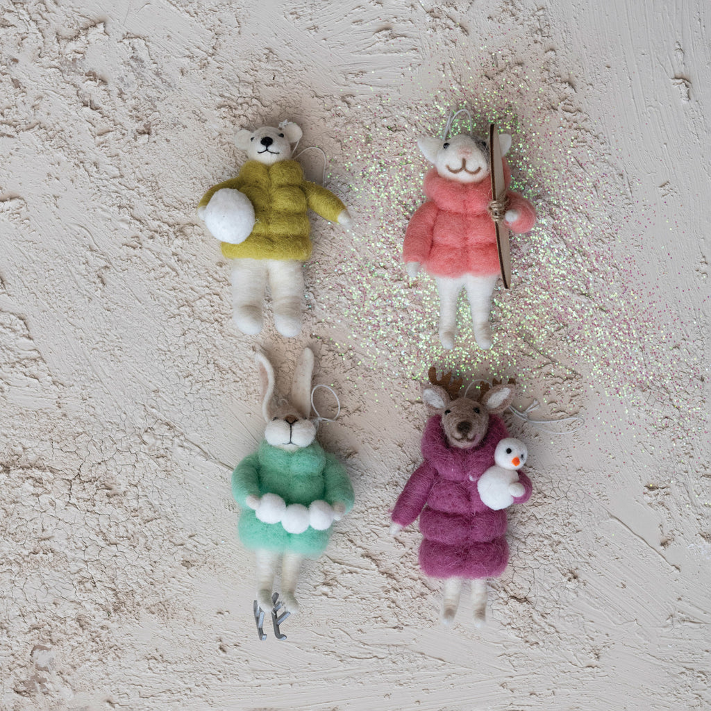 Sweet Animals in Winter Coats Felt Ornaments - Freshie & Zero Studio Shop