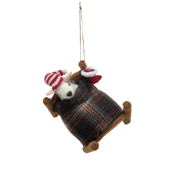 Wool Felt Mouse in Bed with Hat Ornament - Freshie & Zero Studio Shop