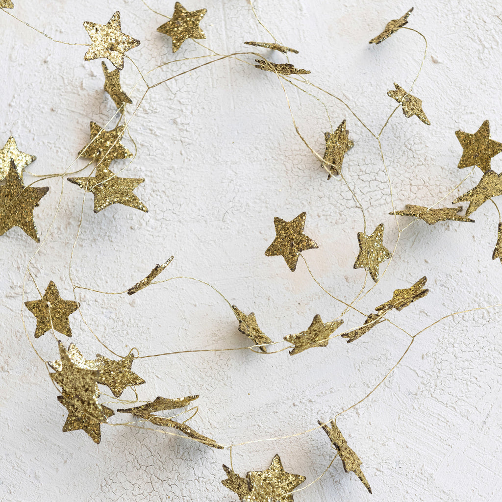 Gold Glitter Paper Star Garland - Freshie & Zero Studio Shop