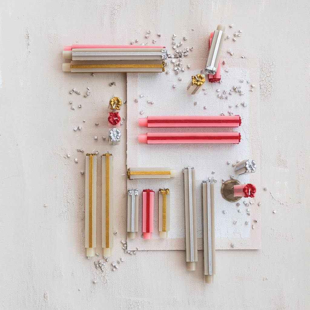 Gift Box Red + Pink Taper Candles Set of 2 - Freshie & Zero Studio Shop