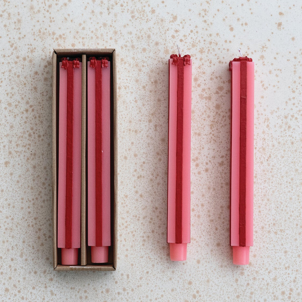 Gift Box Red + Pink Taper Candles Set of 2 - Freshie & Zero Studio Shop